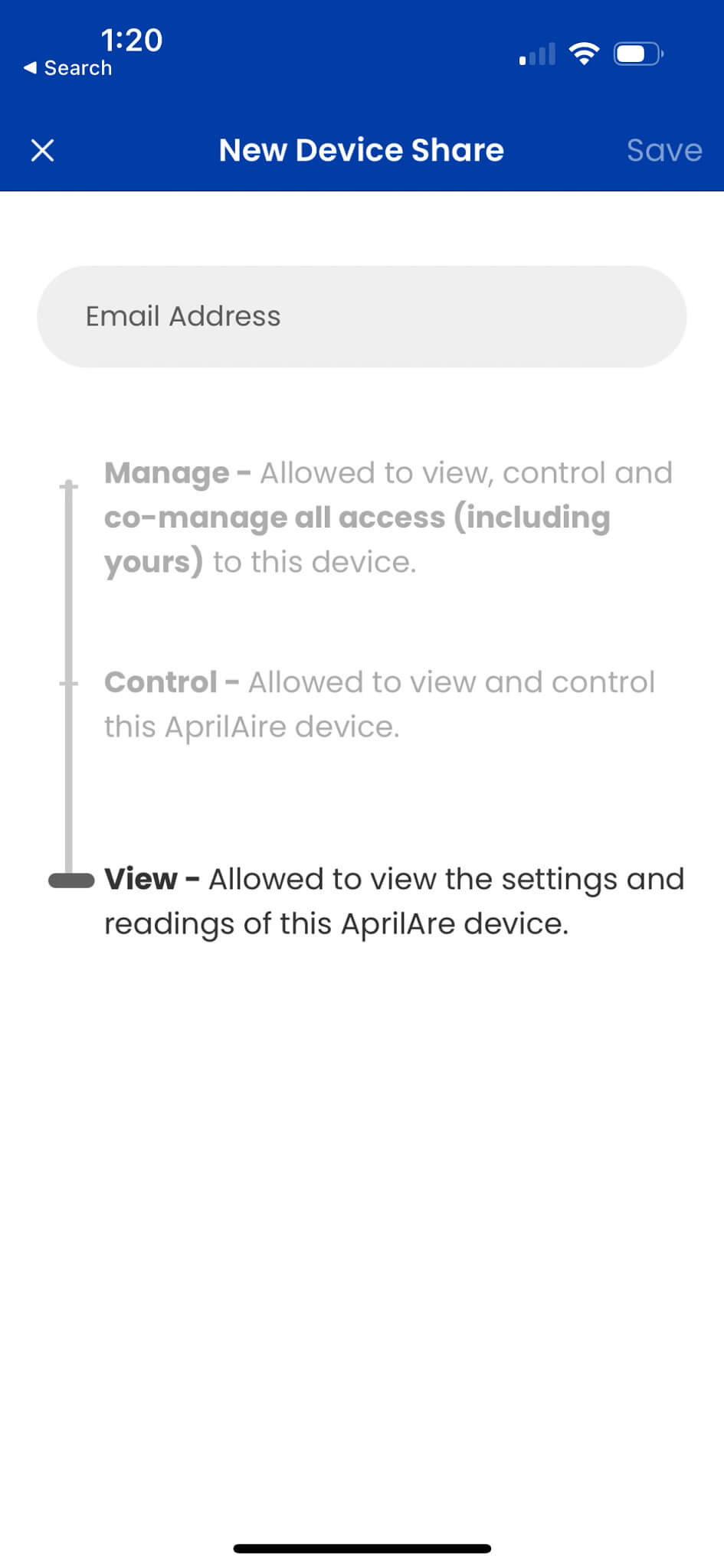 aprilaire wi fi thermostat app device sharing screen website photo