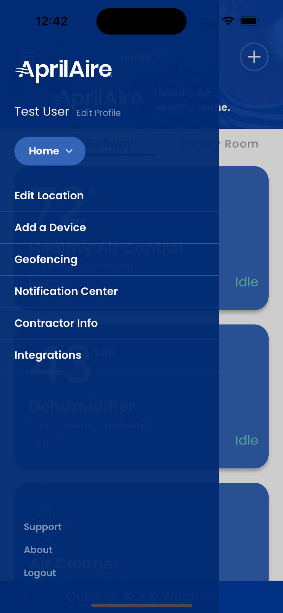 aprilaire wi fi thermostat app side menu screen user guide photo