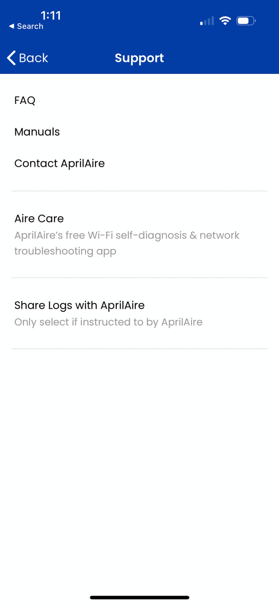 aprilaire wi fi thermostat app support screen website photo