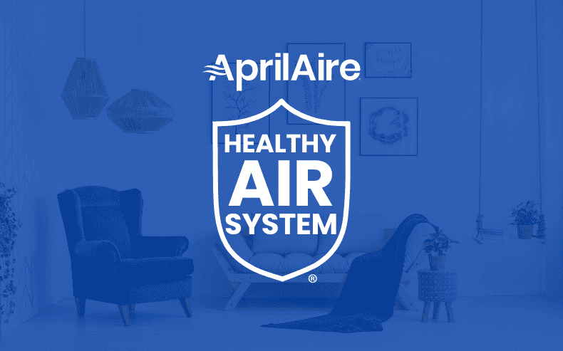 room with AprilAire logo over