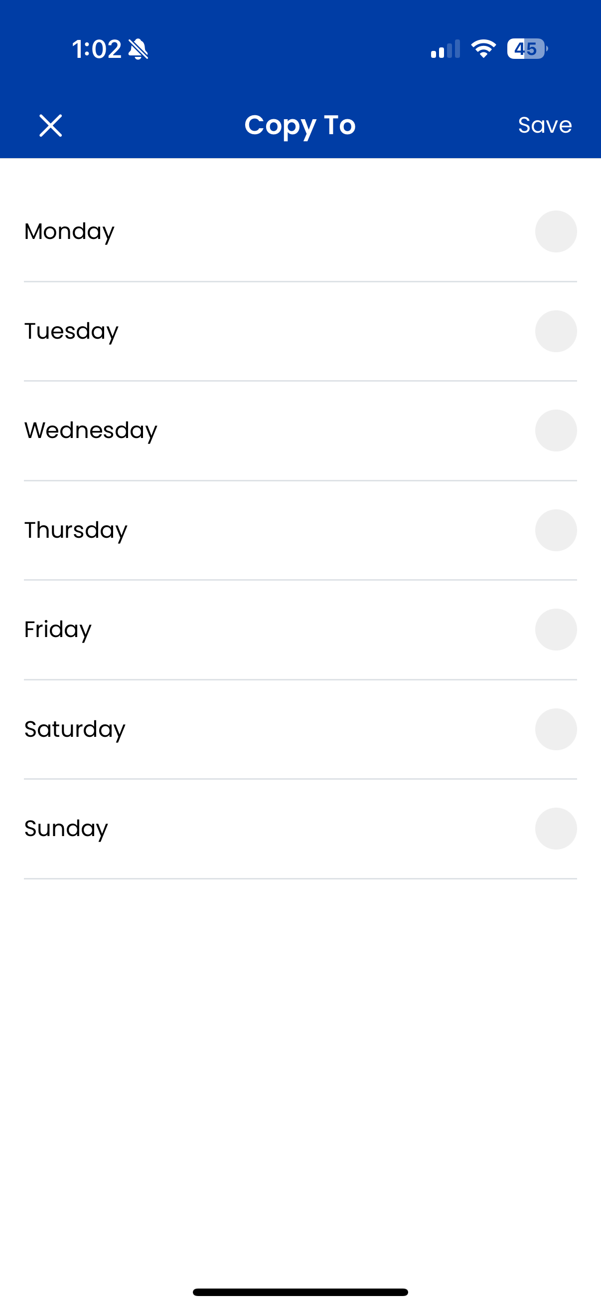 Schedule Screen 3