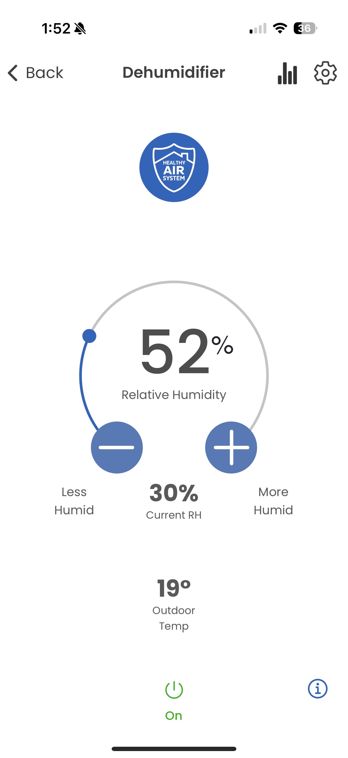 App Dehumidifier Screen