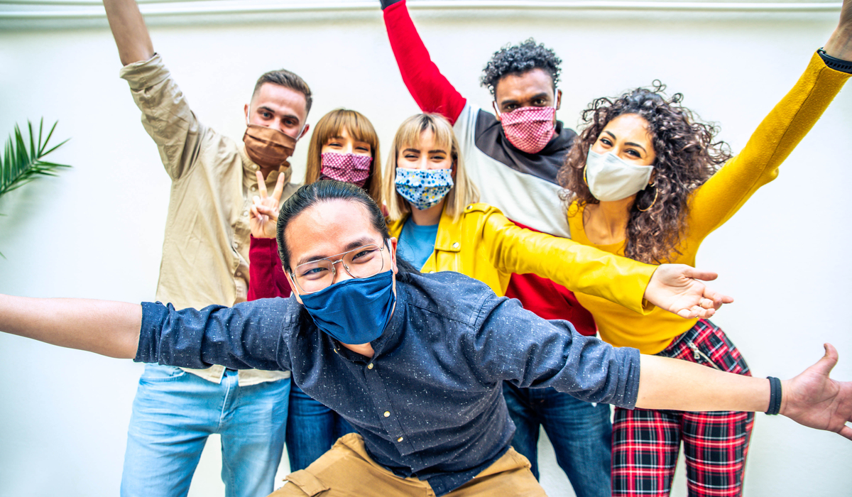 Friend Group Wearing Masks