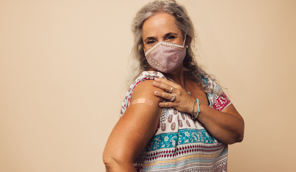 Woman Wearing Mask and Vaccinated