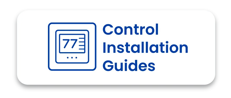 Control Installation Guides icon featuring a line-art illustration of a digital thermostat displaying 77 degrees