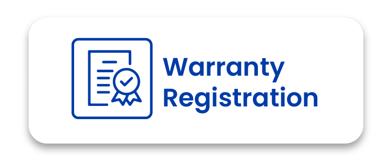 Warranty Registration icon featuring a line-art illustration of a certificate with a checkmark seal