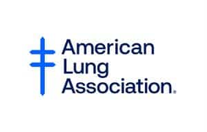 Blue American Lung Association logo featuring a stylized double-barred cross icon next to the organization's name.