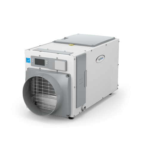 Industrial white dehumidifier featuring an Energy Star logo, digital control panel, and large gray exhaust vent.