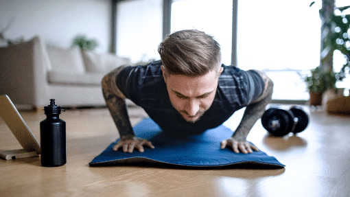 Man working out at home